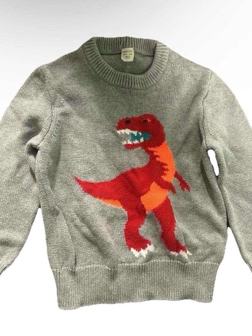 J. Crew Crewcuts Grey Sweater With Dinosaur Size 4/5